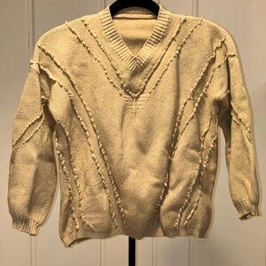 Nasty Gal Beige Cropped V-Neck Sweater